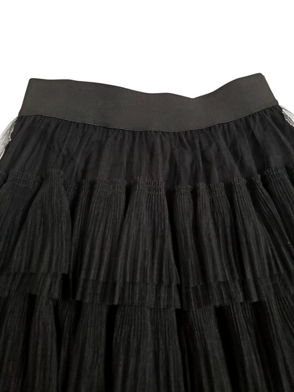 Maje Josepha Tiered Tulle Semi-Sheer Midi Skirt Size 36 Small Black Layered - Picture 7 of 15